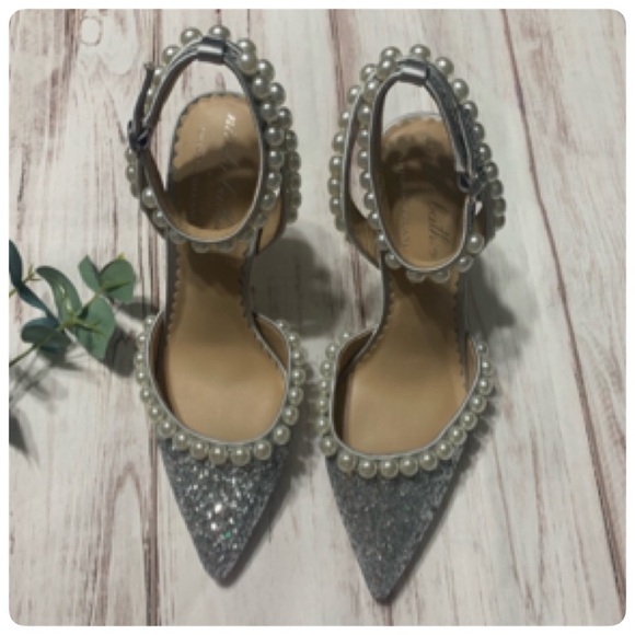 ANTONIO MELANI X NICOLA BATHIE BEBE ANKLE STRAP GLITTER PEARL DETAIL PUMPS NWT - Picture 4 of 13